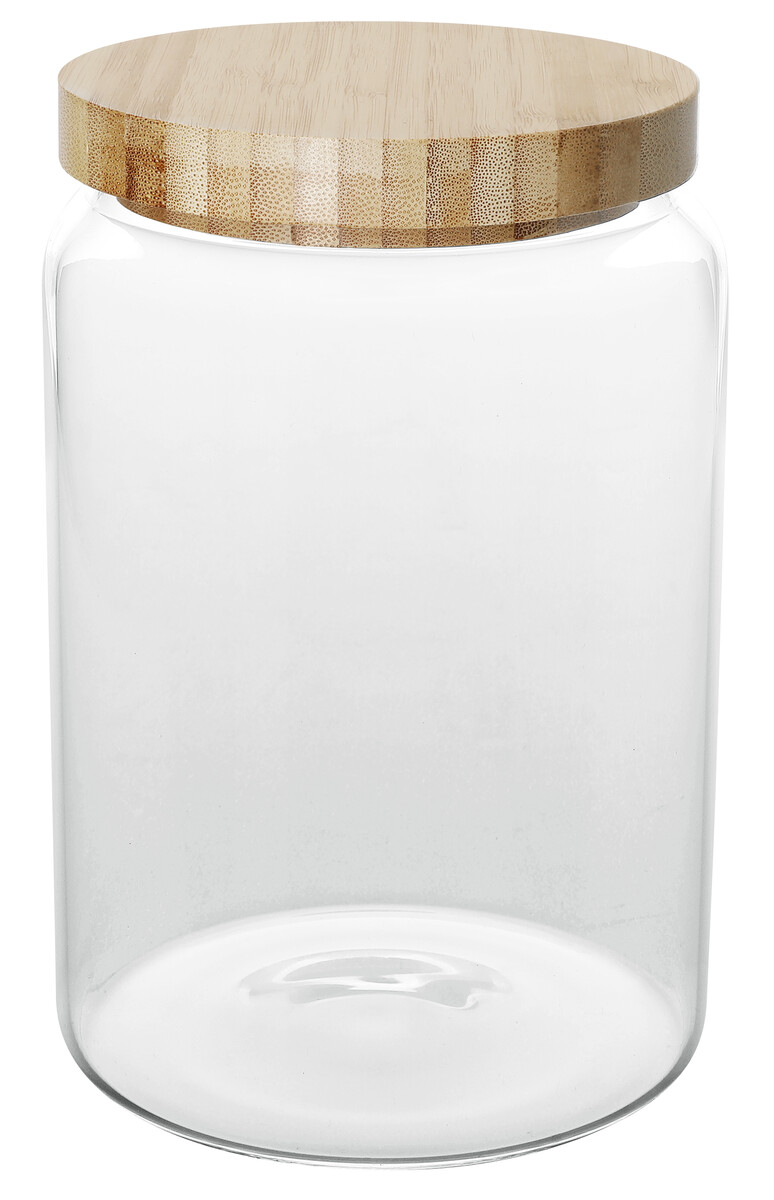 Glass jar with wooden lid