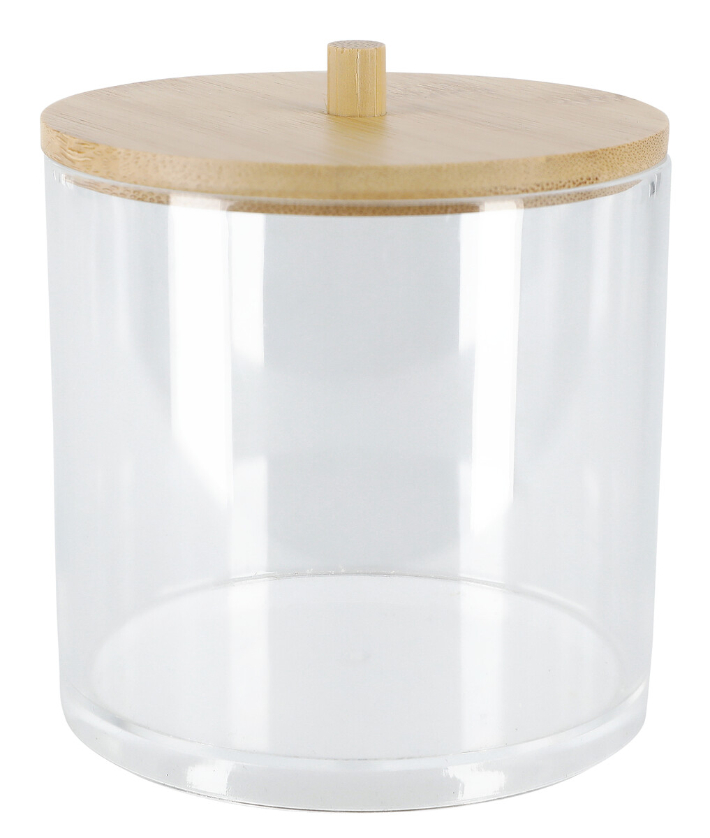 Round storage box with bamboo lid